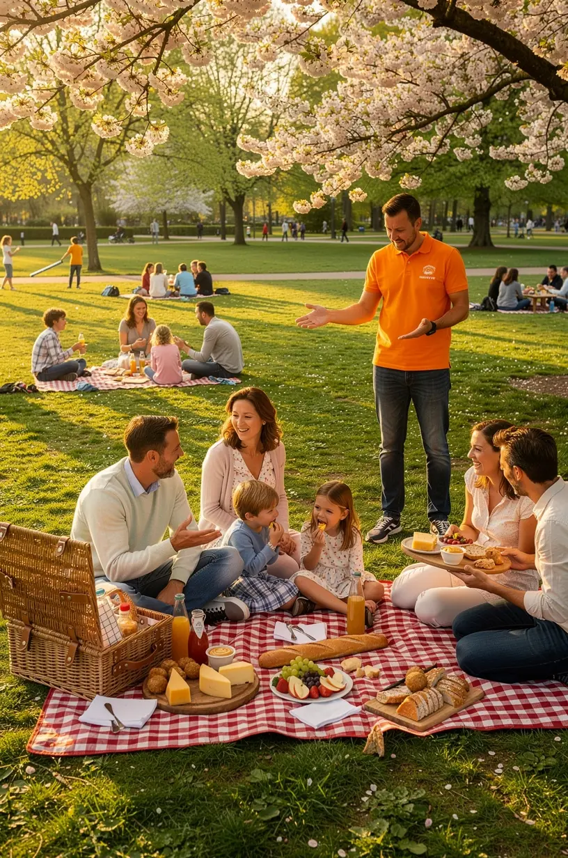 Lokale gids legt de geschiedenis en bereiding van Hollandse stroopwafels uit aan deelnemers van een culinaire stadswandeling.